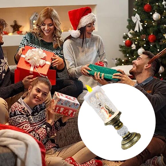 Snowman LED USB Flameless Candle Snow Globe Lamp Thanksgiving Holiday Decoration - Picture 7 of 8